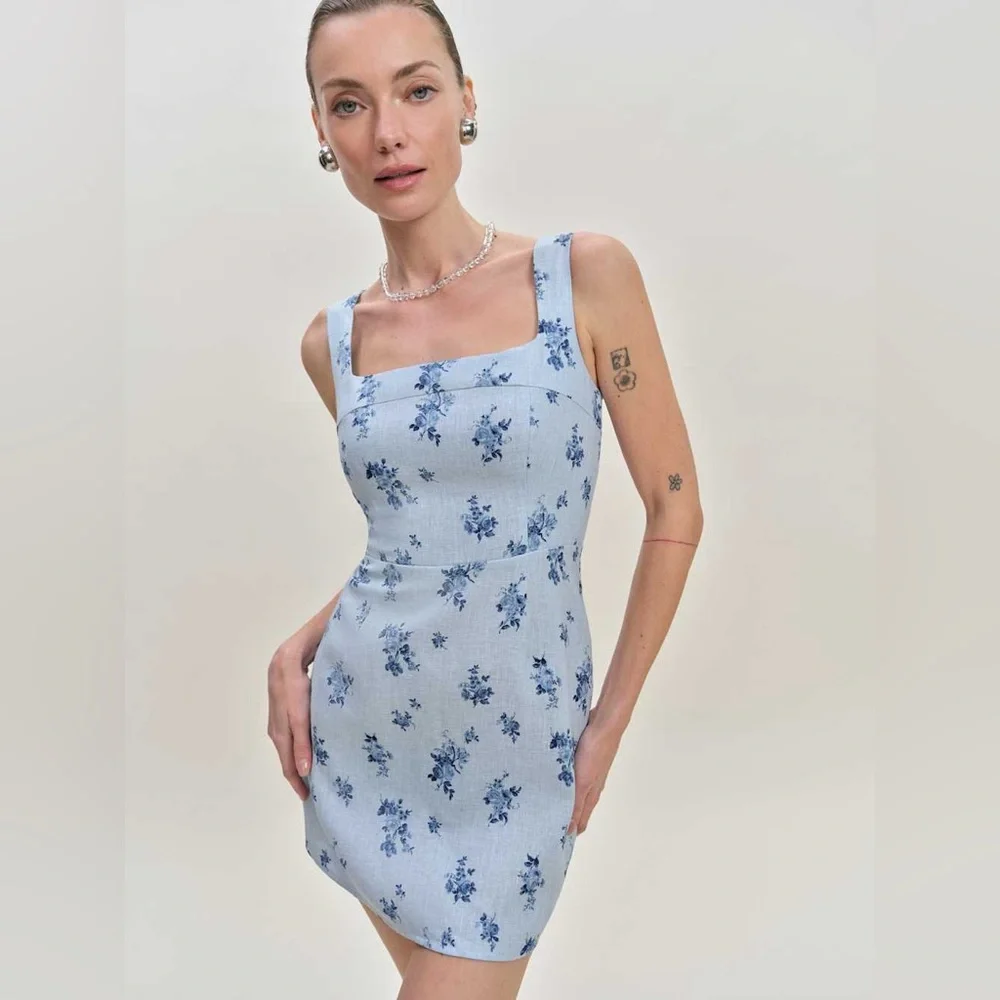 Reformation Celosia Linen Dress Crystalline